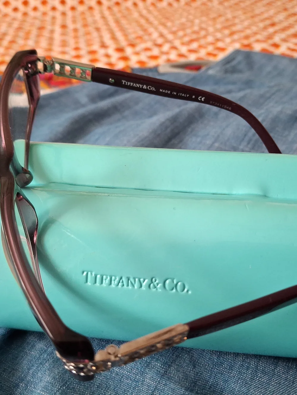 Tiffany & Co. Women's Deep Purple Eyeglass with Crystal-Studded Temples